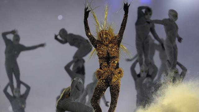 Artists perform during the 2024 Summer Olympics closing ceremony at the Stade de France, Sunday, Aug. 11, 2024, in Saint-Denis, France. (AP Photo/Natacha Pisarenko) [Keystone - Natach Pisarenko]