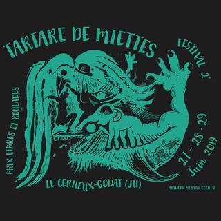 Vac festivals 1-5: Tartare de miettes, l'affiche du l'édition 2019 du festival, créée par l'artiste jurassien Yvan Gogniat. [Yvan Gogniat - Tartare de miettes]