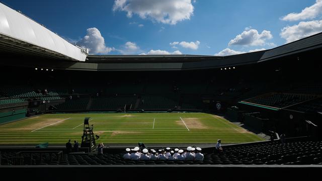 Le terrain du match de la finale de Wimbledon (GB). [Keystone/EPA - Adam Vaughan]