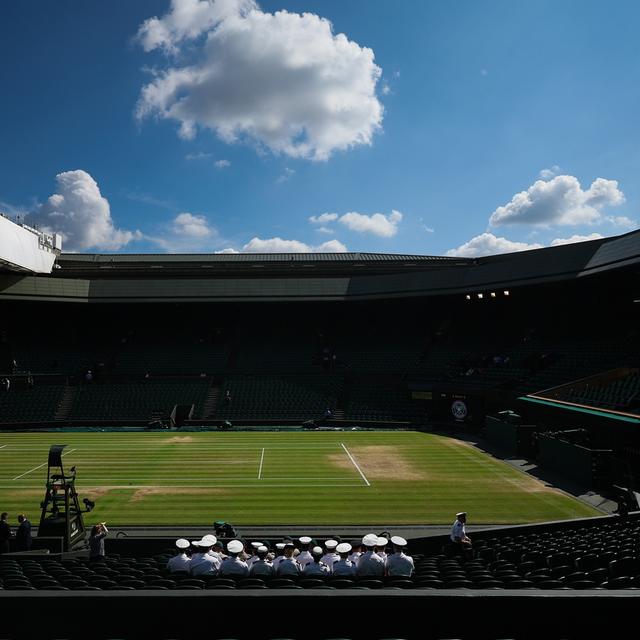 Le terrain du match de la finale de Wimbledon (GB). [Keystone/EPA - Adam Vaughan]