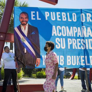 La campagne du président du Salvador, Nayib Bukele, pour sa réélection. [AP/Keystone - Moises Castillo]