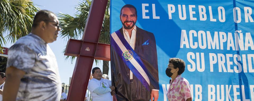 La campagne du président du Salvador, Nayib Bukele, pour sa réélection. [AP/Keystone - Moises Castillo]