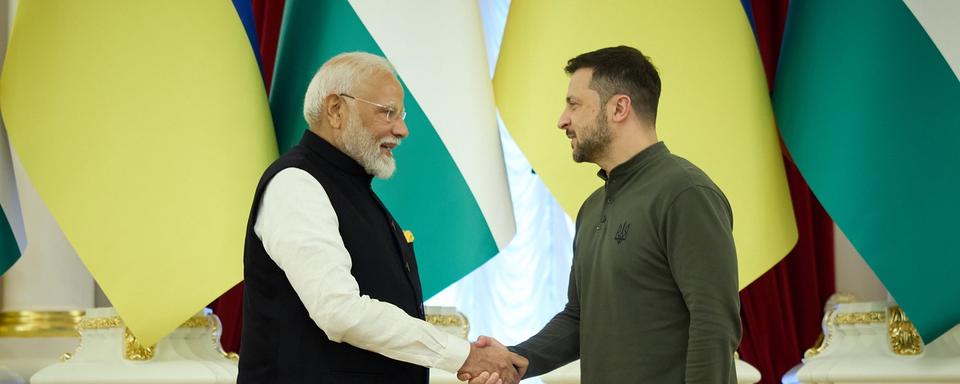 Le Premier ministre indien Narendra Modi est en visite officielle à Kiev vendredi. [Keystone - Service de presse de la présidence ukrainienne]