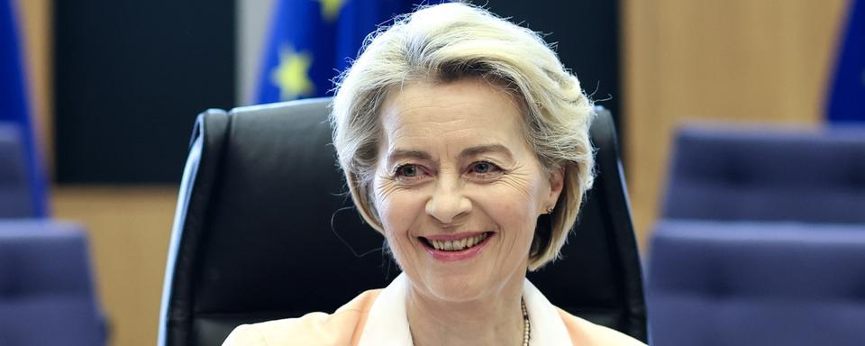 Ursula von der Leyen devrait briguer un second mandat à la tête de la Commission européenne. [KEYSTONE - OLIVIER HOSLET]