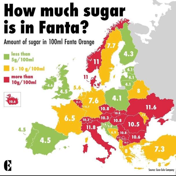 Combien de sucre dans un Fanta. [Coca-Cola Company - Reddit]