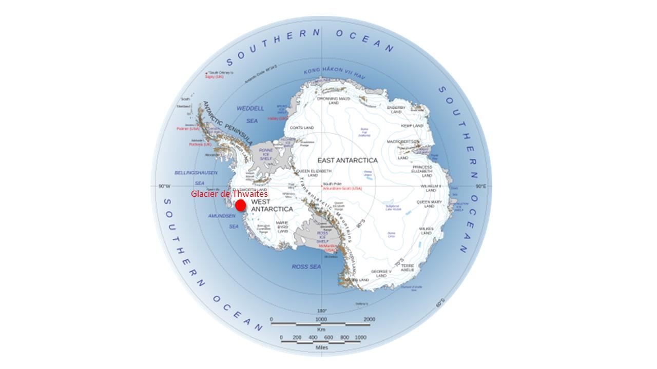 Localisation du glacier de Thwaites en Antarctique