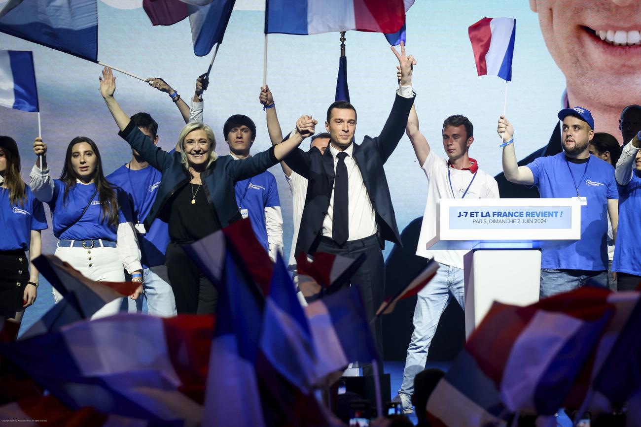 Le Rassemblement national remporte les élections européennes avec 31,5% à 32,4% des voix. [KEYSTONE - THOMAS PADILLA]