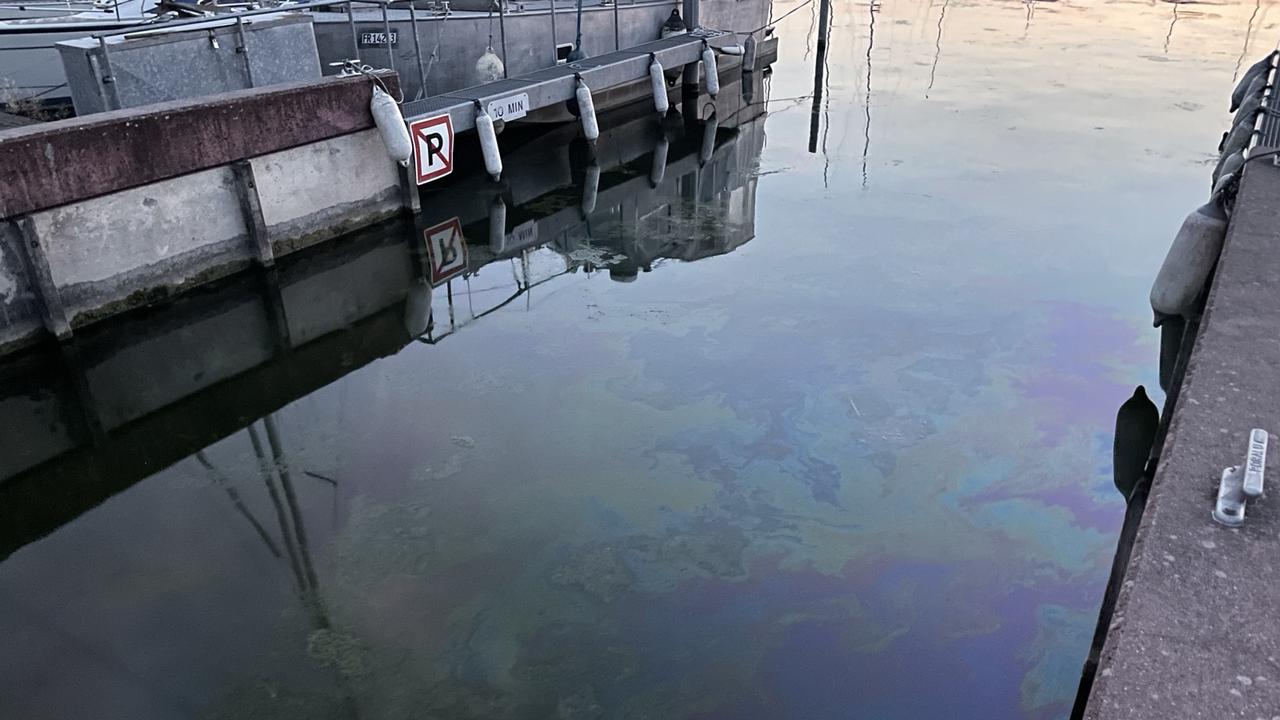 Une pollution aux hydrocarbures a été constatée dans le port de Morat le 1er septembre 2024. [Police cantonale Fribourg]