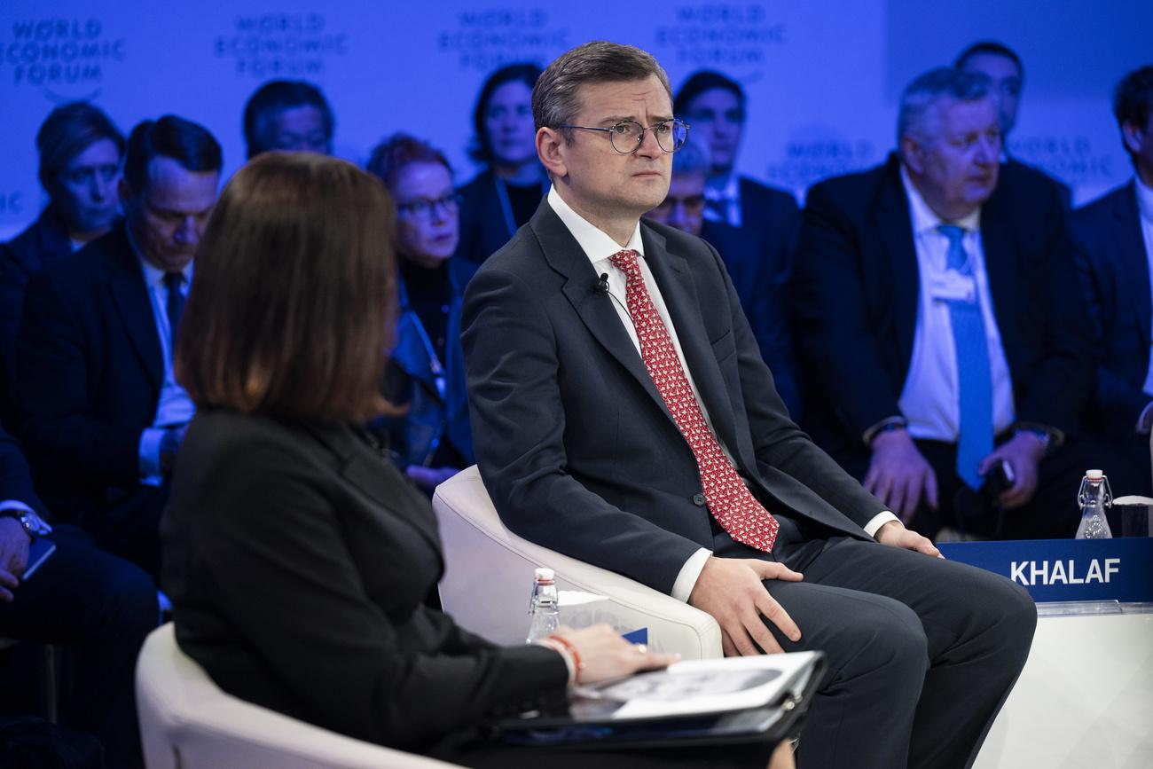 Le ministre ukrainien des Affaires étrangères Dmytro Kouleba au Forum économique mondial (WEF) à Davos, le 17 janvier 2024. [KEYSTONE - GIAN EHRENZELLER]