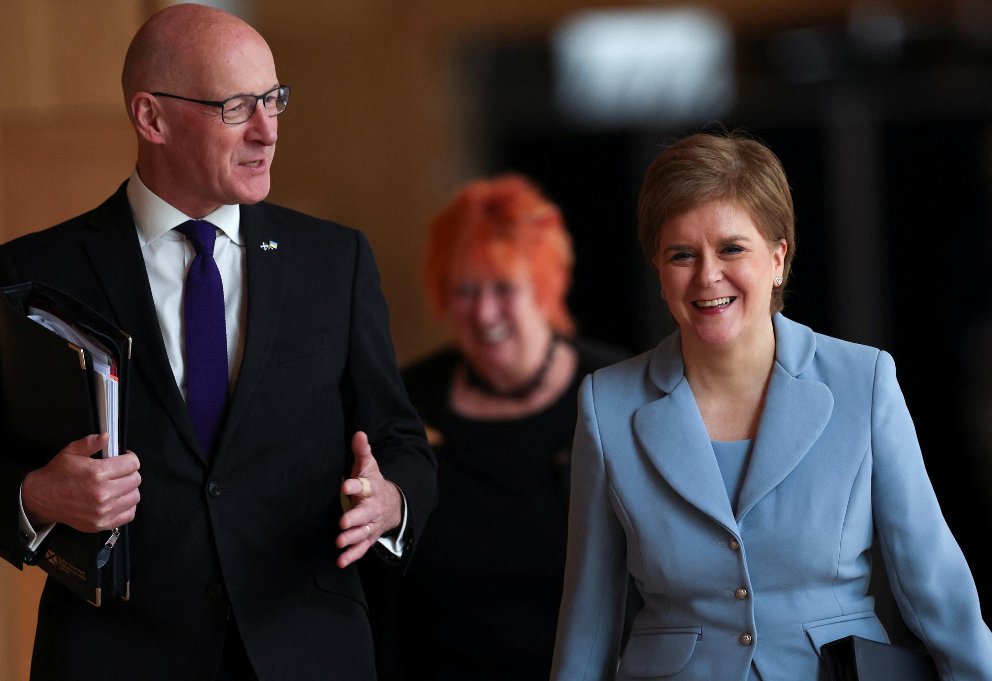 John Swinney et Nicola Sturgeon le 28 juin 2022 à Edimbourg. [REUTERS - RUSSELL CHEYNE]