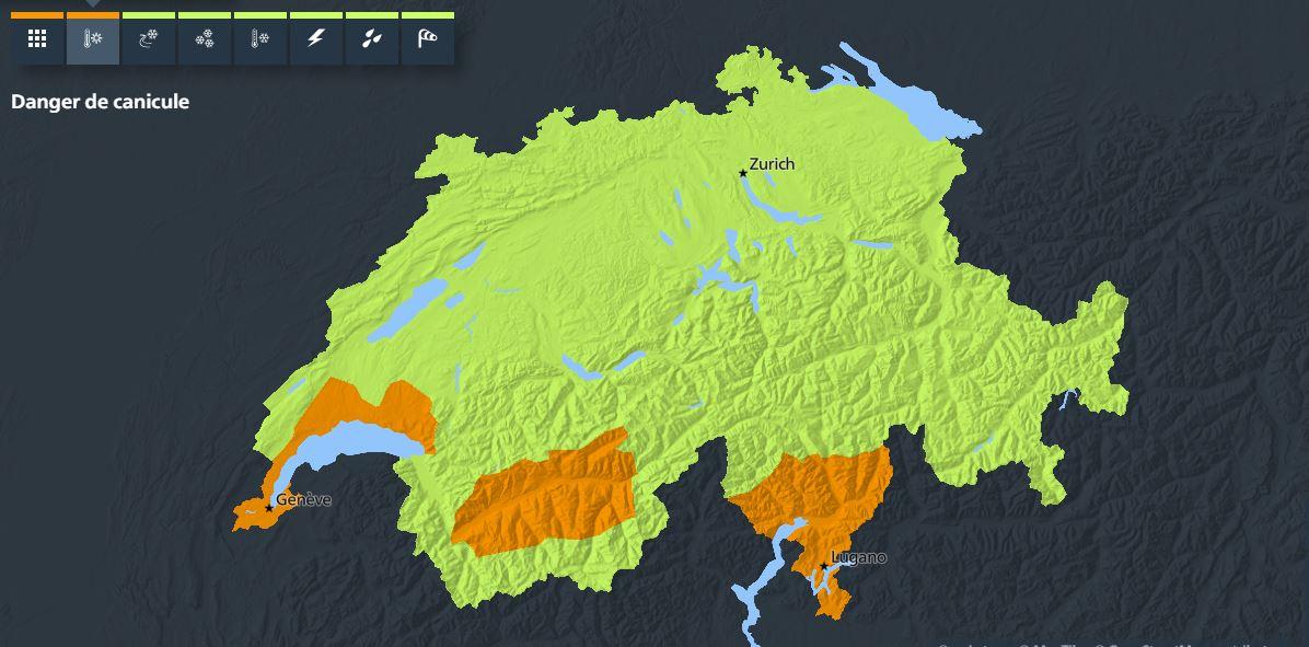 La Confédération étend l'alerte à la canicule à l'Arc lémanique. [MétéoSuisse]