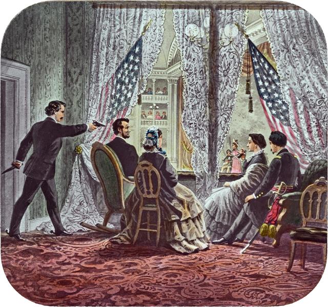 Gravure représentant l'assassinat d'Abraham Lincoln en 1865. [Wikipédia - DR]