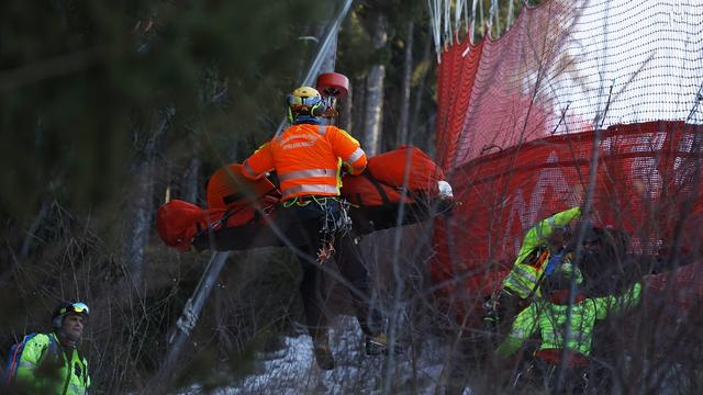 Ski alpin: le Français Cyprien Sarrazin souffre d'un hématome intracrânien après sa grave chute. [AP Photo/Keystone - Alessandro Trovati]