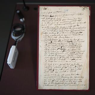 Une lettre anonyme datée de 1723 relate la peur d'être exécutée publiquement de la part d'une personne vraisemblablement en fuite d'un esclavagiste britannique lié à l'Église d'Angleterre. [Keystone/AP Photo - Kin Cheung]