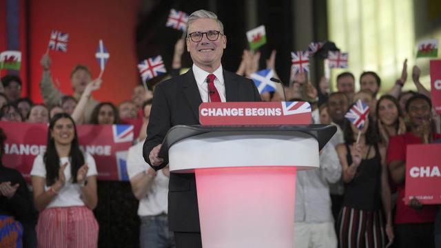 Keir Starmer lors de son premier discours après sa victoire. [Keystone]