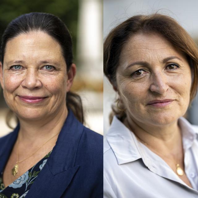 Les deux candidates pour le siège de maire de Bienne. Natasha Pittet/ PLR (gauche) et Glenda Gonzalez Bassi/PS (droite). [KEYSTONE - Anthony Anex]