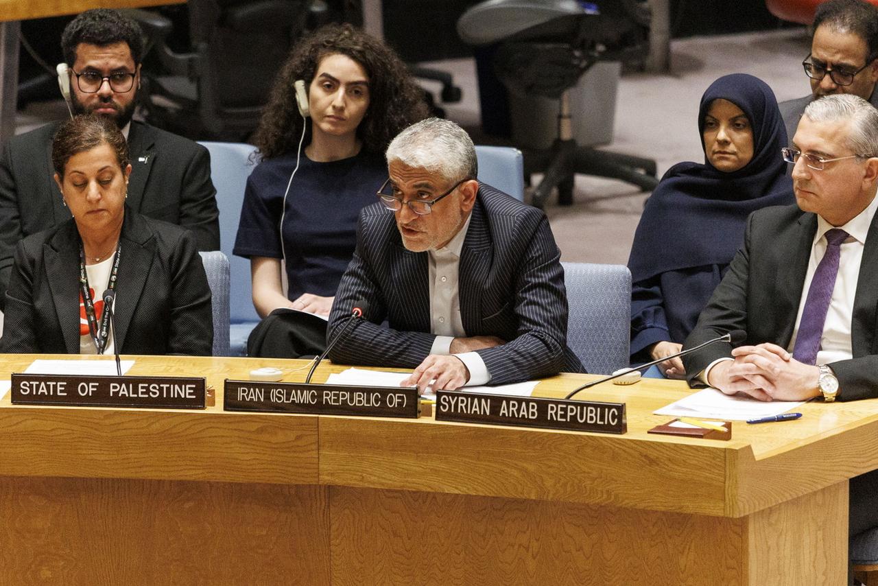 L'ambassadeur iranien a demandé que des mesures soient prises contre Israël par le Conseil de sécurité de l'ONU. [KEYSTONE - SARAH YENESEL]