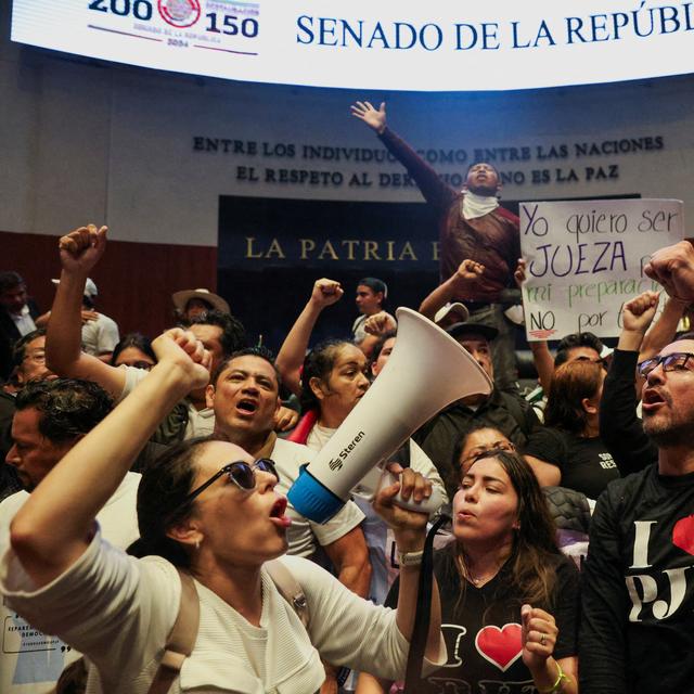 Des contestataires pénètrent au Sénat pendant des débats sur la réforme de la justice [Reuters - Luis Cortes]