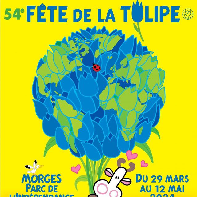 Affiche "Fête de la Tulipe" 2024, 54ème édition. [www.fetedelatulipe.ch]
