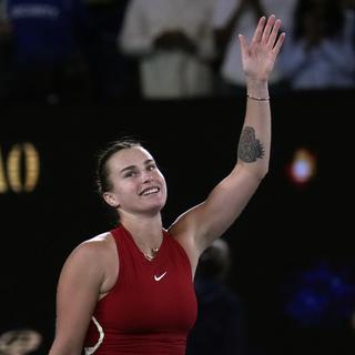 Open d’Australie: la joueuse Aryna Sabalenka est la première finaliste. [Keystone - AP Photo/Andy Wong]