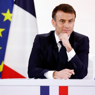 Le président français Emmanuel Macron lors d'une conférence de presse à l'Elysée, le 16 janvier 2024. [reuters - Christian Hartmann]