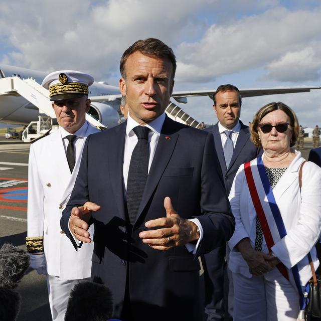 Emmanuel Macron est arrivé jeudi en Nouvelle-Calédonie [KEYSTONE - LUDOVIC MARIN / POOL]