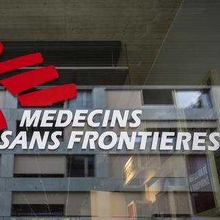 Logo de l'organisation humanitaire international Médecins sans frontières (MSF). [Keystone - Martial Trezzini]