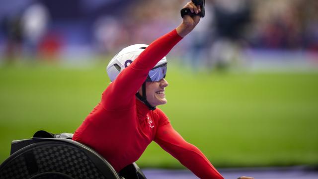 Jeux paralympiques: la Thurgovienne Catherine Debrunner récolte l'or sur le 5000 mètres en fauteuil roulant. [AP Photo/ Keystone - Emilio Morenatti]