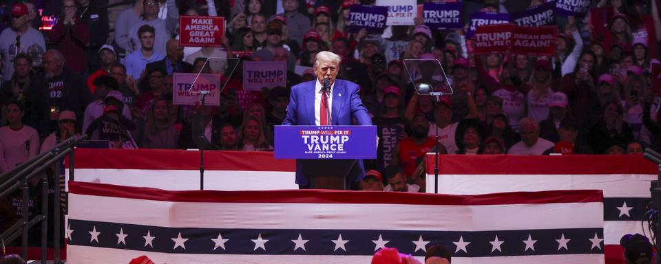 L'ancien président américain et candidat républicain à l'élection présidentielle Donald Trump s'exprime lors d'un meeting au Madison Square Garden, à New York. [Keystone - SARAH YENESEL]