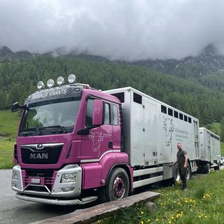 L'agriculteur Sébastien Curchod fait son Inalpe en camion. [RTS - Diana-Alice Ramsauer]