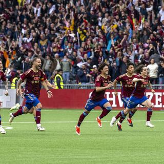 Servette remporte la Coupe de Suisse de football contre Lugano, le 2 juin 2024. [Keystone - Peter Schneider]