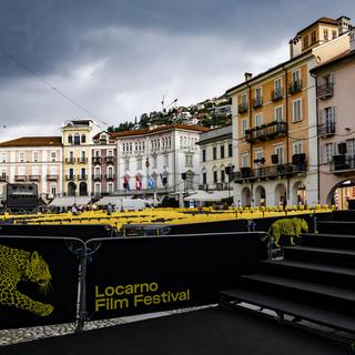 La Piazza Grande lors de la 77e édition du Festival du film de Locarno, le 7 août 2024. [KEYSTONE - Jean-Christophe Bott]