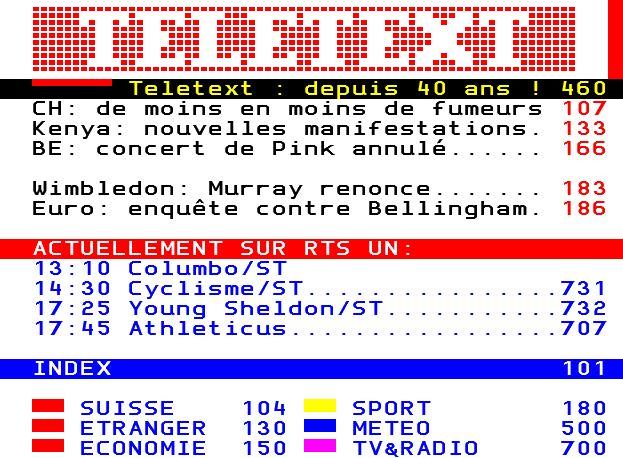 Le télétexte a revêtu un design vintage pour fêter ses 40 ans. [txt.ch]