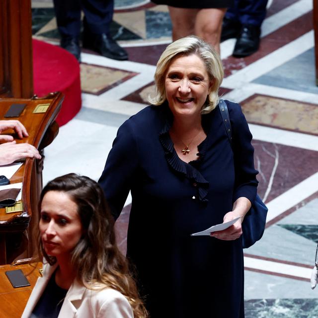 Marine Le Pen, présidente du groupe Rassemblement national à l'Assemblée nationale française (image d'illustration). [Reuters - Gonzalo Fuentes]