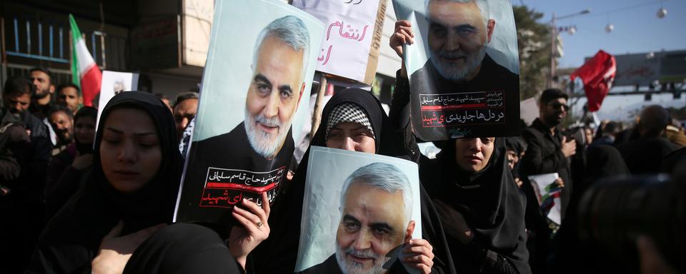 Une procession en l'honneur du général Soleimani en janvier 2020 à Kerman (image d'illustration). [Reuters/Fars News Agency - Mehdi Bolourian]