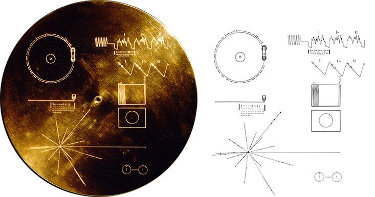 La pochette du disque d'or des sondes Voyager 1 et 2 avec ses instructions extraterrestres. [NASA - JPL]