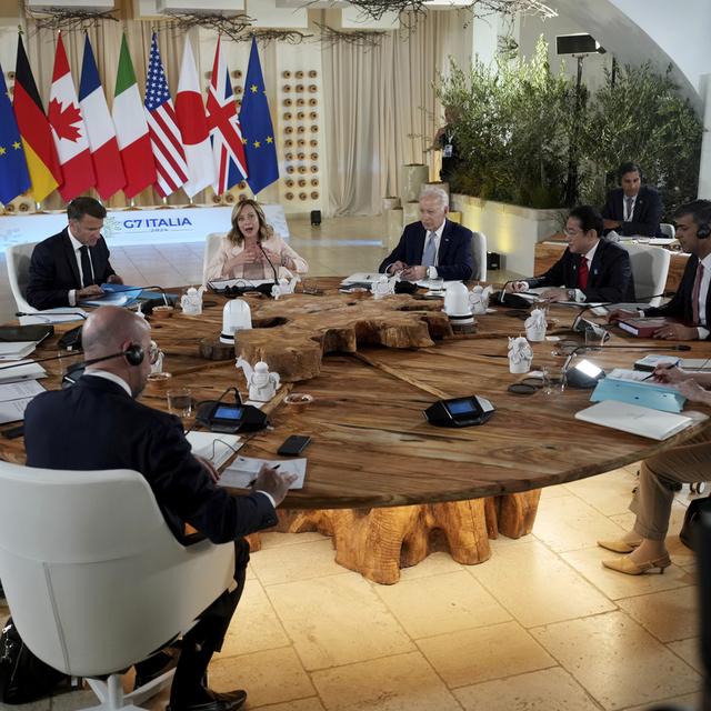 Le G7 à la conférence ''Afrique, changement climatique et développement'', Borgo Egnazia. [KEYSTONE - CHRISTOPHER FURLONG]