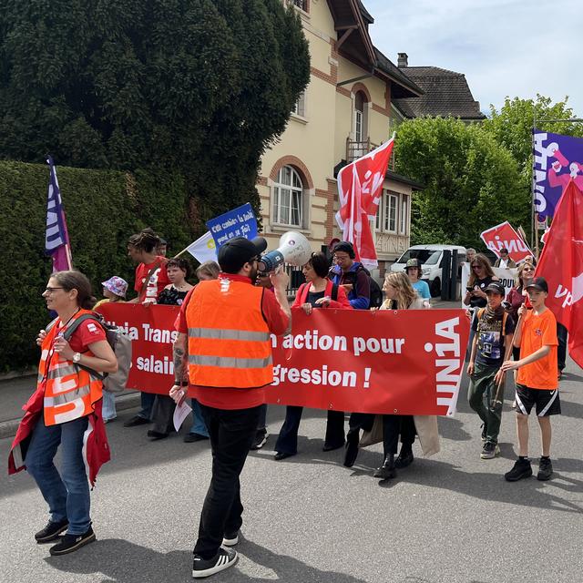 La manifestation du 1er mai à Delémont. [RTS - Gaël Klein]