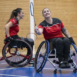 Les joueuses de badminton Cynthia Mathez et Ilaria Renggli. [Keystone - Ennio Leanza]