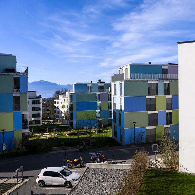 Une vue sur un quartier d'habitations à Lausanne. [Keystone - Jean-Christophe Bott]