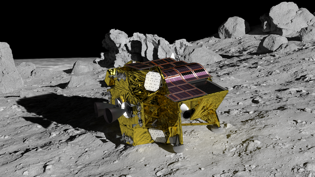 Le SLIM, Smart Lander for Investigating Moon, de l'agence spatiale nippone, la JAXA. [JAXA - Illustration d'artiste]