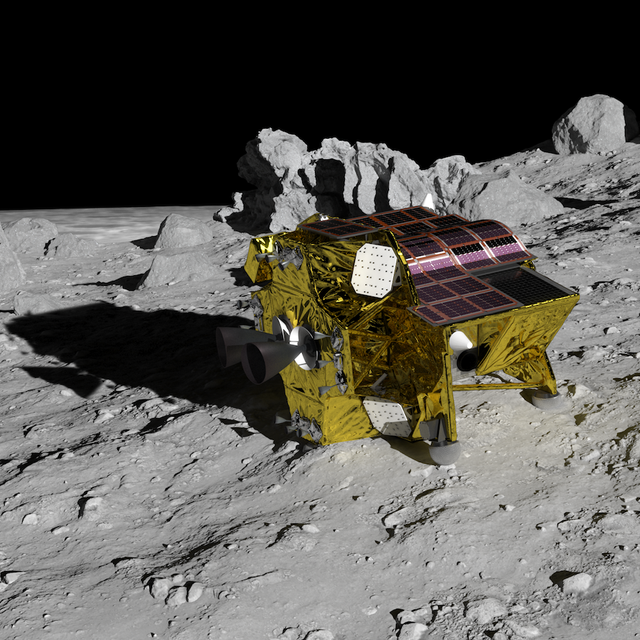Le SLIM, Smart Lander for Investigating Moon, de l'agence spatiale nippone, la JAXA. [JAXA - Illustration d'artiste]