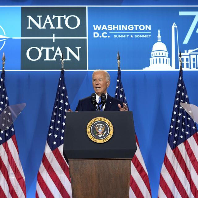 Joe Biden a donné une conférence de presse très attendue à l'issue du sommet de l'OTAN à Washington. [KEYSTONE - SUSAN WALSH]