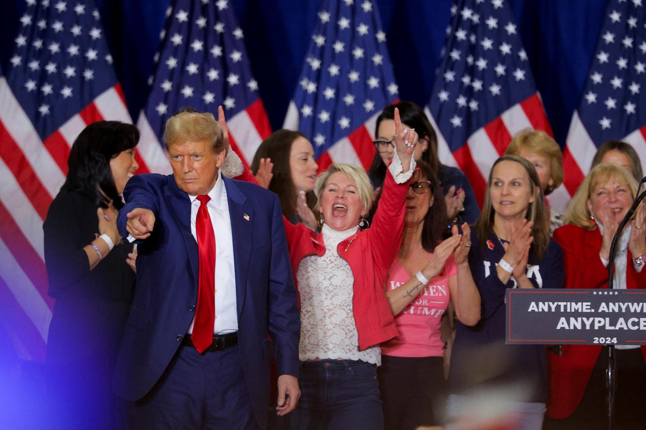 Le candidat républicain à la présidence et ancien président américain Donald Trump lors d'un rassemblement de campagne à Green Bay, dans le Wisconsin, le 2 avril 2024. [REUTERS - Brian Snyder]