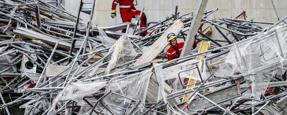 L'accident survenu sur le chantier de Malley Lumières, à Prilly (VD), a fait un troisième mort. [Keystone]