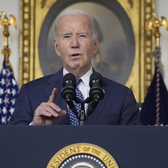 Le président Joe Biden s'exprime depuis la Maison-Blanche, le jeudi 8 février 2024, à Washington. [Keystone - AP Photo/Evan Vucci]
