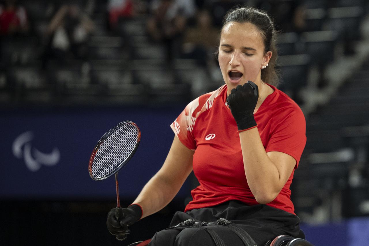 Ilaria Renggli was exhausted after the match. [KEYSTONE - ENNIO LEANZA]