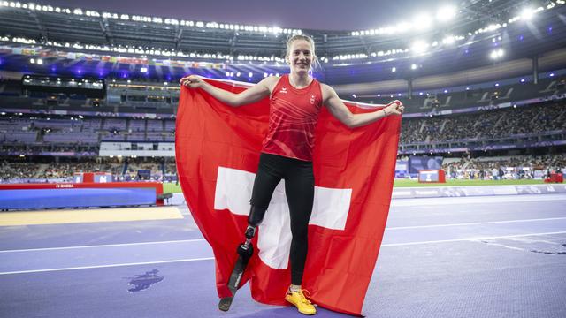 Elena Kratter a remporté une médaille de bronze en saut en longueur T63 au Jeux paralympique 2024. La Suisse récolte en tout 21 médailles. [KEYSTONE - Ennio Leanza]