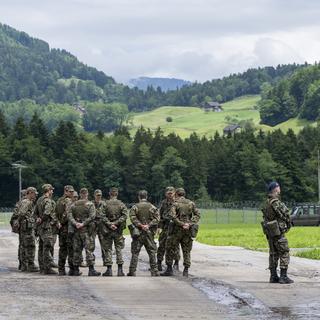 Des soldats de l'armée suisse. [Keystone - Urs Flueeler]