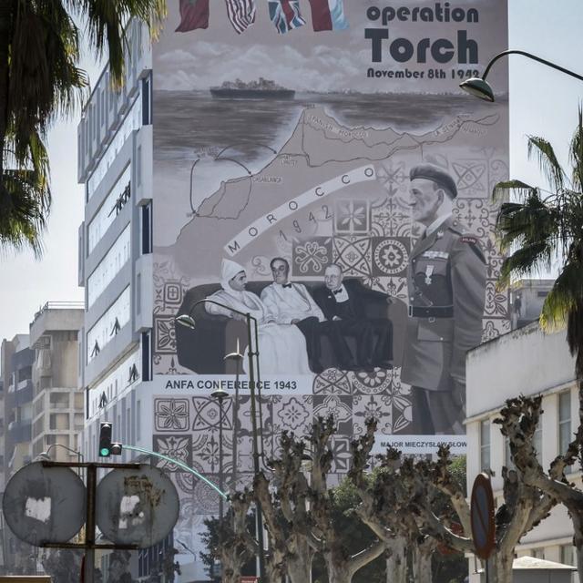 Peinture murale de l'Opération Torch à Kenitra au Maroc. [AFP - Fadel Senna]